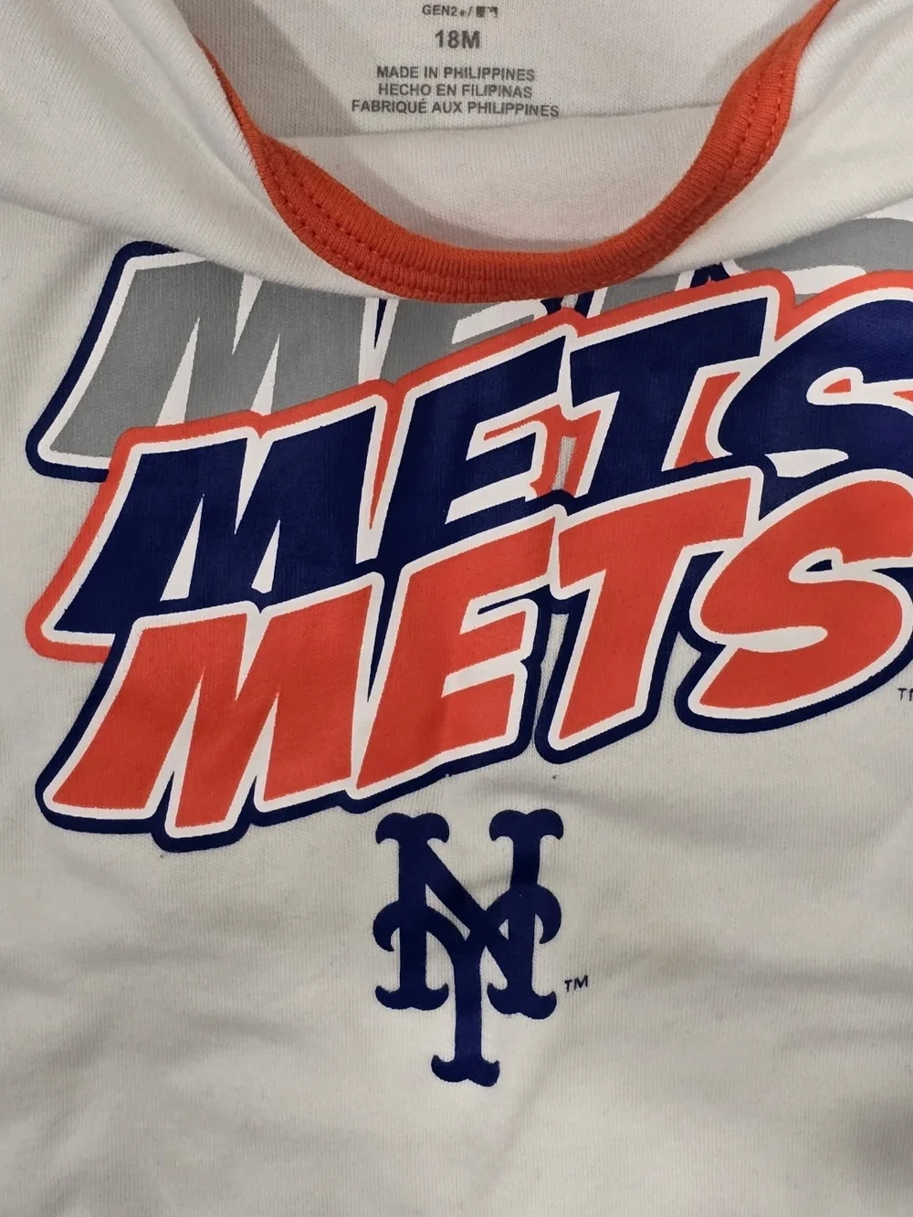 SET OF 3 - 18 MONTH - One-Piece Bodysuit - NY METS BASEBALL